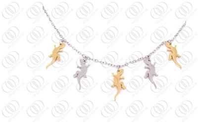 China Stainless Steel Necklace Chain With Silver and Gold Plated Charms for sale