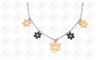 China Plum Blossom silver long chain necklaces With Gold and Black for sale