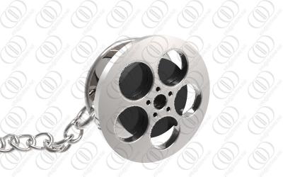 China AAA  Silver Jewelry Tie Tack Film Roll Design With PVD Black for sale