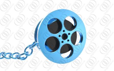 China Film Roll Design Blue  Jewelry Tie Tack With Black Plated , Durable Tie Tack Back for sale