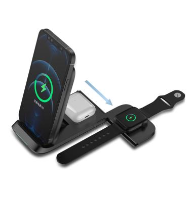 China Mobile Phone Radio Charging 4 in 1 Fast Wireless Charger Stand Holder Dock Wireless Charger Station for sale