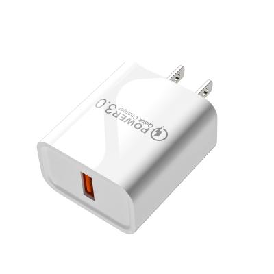 China Quick Charing Travel 18W 3Amp QC 3.0 USB Wall Travel Charger Adapter Mobile Phone Charger for sale