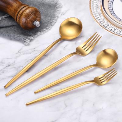 China Sustainable Stainless Steel Spoon And Fork Set Cutlery Luxury Gold Plated Wholesale Cutlery Spoon And Fork for sale