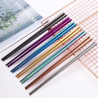 China 23cm Stainless Steel Viable Chopsticks Custom Chopstick Gift Box Set Chinese Titanium Metal Chopsticks Manufacturer for sale