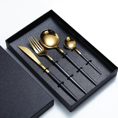 China Portugal Style Stianless Flatware Wedding Reusable Luxury Gift Box Cutlery Steel Cutlery Set for sale