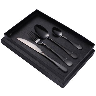 China 1010 Viable 4 Pcs Cutlery Gift Set Fork Knife Spoon Restaurant Party Tableware Eating Utensils Flatware Black Silverware Set for sale