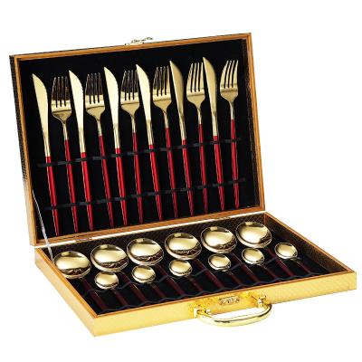 China Silverware Gold Cutlery, Knife and Forks Sustainable Western Luxury 24pcs Set Stainless Steel Cutlery for sale