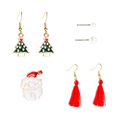 China Christmas Christmas2020 Christmas 6 Pieces Set Earrings Alloy Pearl Christmas Earrings for sale