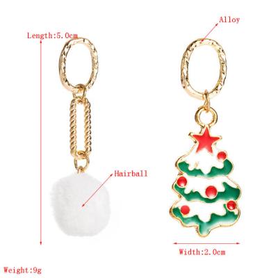 China 2020 New Alloy Christmas Christmas Tree Earrings Asymmetrical Drop Oil Female for sale