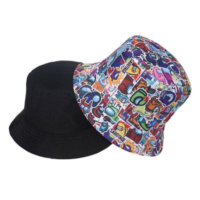 China Sun Protection Foreign Trade Werewolf Game Cartoon Printing Bucket Hats Fashion Fisherman Hat Summer Sun Casual Hats for sale