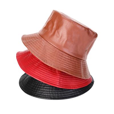 China European and American Popular Leather Sun Protection Spring Bucket Hat Summer Solid Color Basin Sun Protection Hat for sale