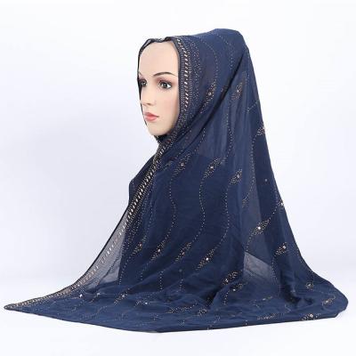 China New Fashion Pearl Chiffon Women's Scarf Ladies Hijab Scarf Arab Hot Drilling Arab Wholesale for sale