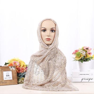 China Autumn Muslim Shawl Accessories Fashion Sequin Pearl Chiffon Lurex Lurex Silk Hijab Scarf for sale