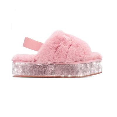 China Women Winter Fur Wedges Rhinestone Slippers LIGHTWEIGHT Sandals for sale