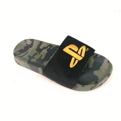 China Fashion Trend Camouflage EVA Mens Digital Printing Slippers With Solid Soft Fur Top Slides for sale