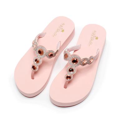 China Fashion\Comfortable\Gems Charms Women's Diamante High Heel Platform Crystal Flip Flops for sale