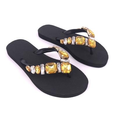 China Stones Anti-Slip Glass Women's V Style Flip Flops Slippers for sale