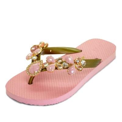 China Women Rubber Crystal Slippers Beach Flip Flops Fashion Trend V Shape for sale