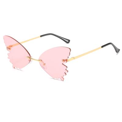 China New Fashionable Design Fashion Butterfly Sunglasses Rimless Sunglasses For Women Sun Glasses 2021 for sale