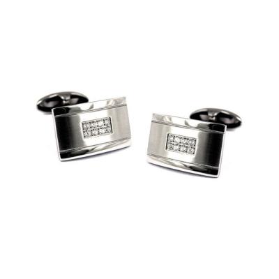 China Personality And Elegant Fashion Stainless Steel Cufflink Charms With CZ Stone for sale