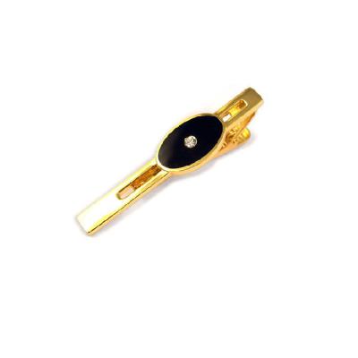 China Personality and Stylish Effeeter Fashion Stainless Steel Link Clip Factory Wholesale China Gold Plating CZ Stone Black Enamel for sale