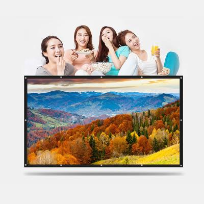 China Hot Selling Single Screen 100 Inch 16:9 Single Projector Wall Mounted Screen Gray Fiber Material White For Home Outdoor Cinema for sale