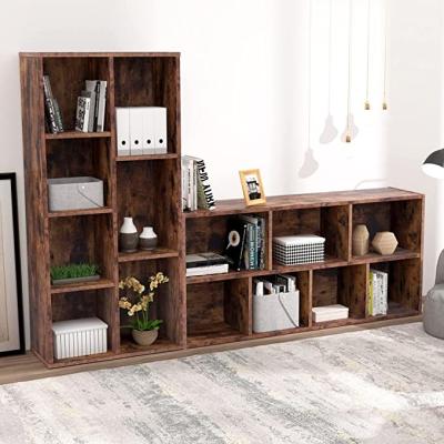 China Durable Wooden Shelf Foldable Bookcase Brown Storage Cabinet For Living Room Bedroom Home Office Easy To Install for sale