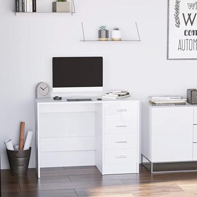 China Modern Computer Desk With 4 Drawers Home Office High Gloss Workstation White for sale