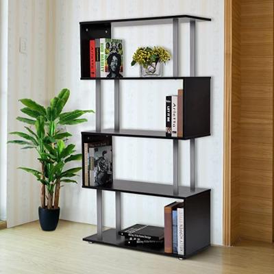 China (Size)Adjustable Wooden S Shape Bookcase Shelf Dividers Storage Display Unit Black for sale