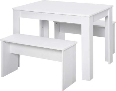 China Modern Kitchen Dining Table and 2 Benches Set, Table and Chairs Set for Kitchenroom Furniture, White for sale