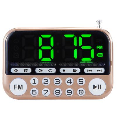 China 2020 New Portable Mini FM Radio Stereo Built-in Speakers Backlight Music Player Card Older Radio Time Display+timer Stop for sale