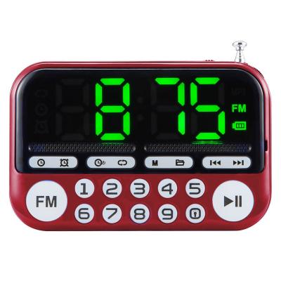 China Mini Portable USB tf Card AM Fm Card Display Transmitter Alarm Clock Led Portable Radio for sale