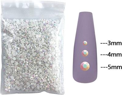 China Flatback Crystal AB Nail Art Rhinestones Round Flat Back Glass Gem Jewelry for sale