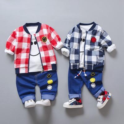 China Boys' Long Sleeve Casual Hot Selling T-shirt Coat Spring Autumn Sportswear Kids Clothes 3 Piece Clothing Set for sale