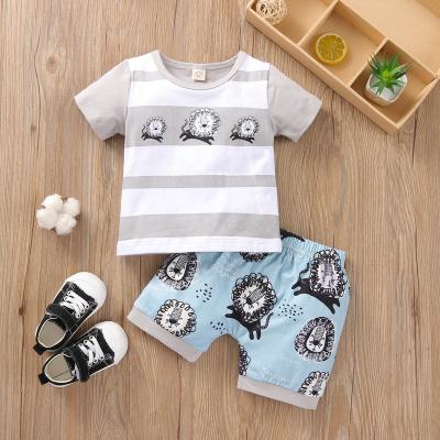 China Pure Cotton Lion Print Boys Cartoon New Cotton Summer Casual Korean Casual Hot Fashion Trend Suit for sale