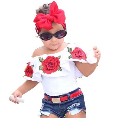 China Best China Hip Hop Online Selling Kids Hip Hop Clothes Bulk Rose Flowers Printing Sets For Kids Clothing Wholesale Girl for sale