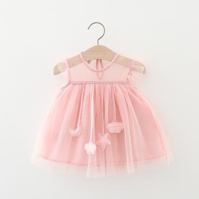 China New Fashion Girl's Breathable Style Dress Girl's Summer Cute Casual Lace Rose Pink Short Sleeve Dress for sale