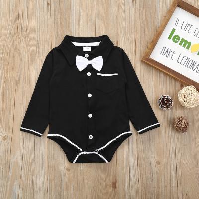 China New Baby Kids Clothes Gentleman Regular Regular Spring Cotton Bow Tie Clothes Long Sleeved Romper for sale