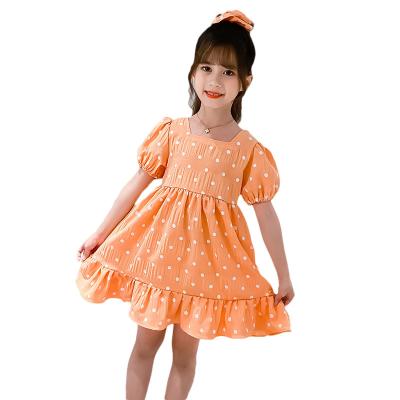 China New fashion style sky summer loose washable starry temperament gradual change lace up girl's dress for sale