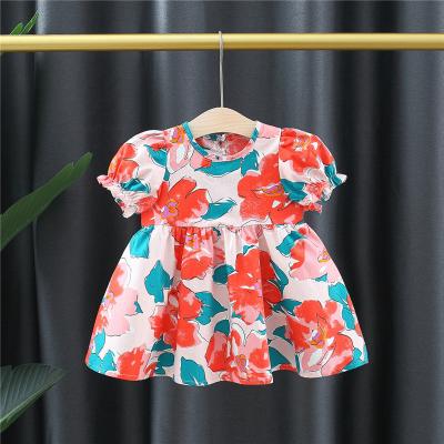 China 2022 Summer Cuteness Sunscreen Breathable Ruffles Girls High Quality Casual Breathable Floral Dress for sale