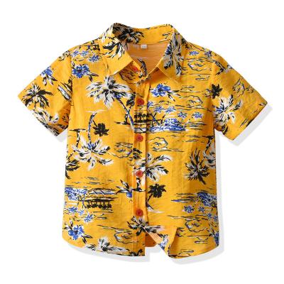 China New Trend Breathable Summer Orchard Cotton Trend Lapel Casual Shirt Boys Cartoon Pure Breathable Print for sale