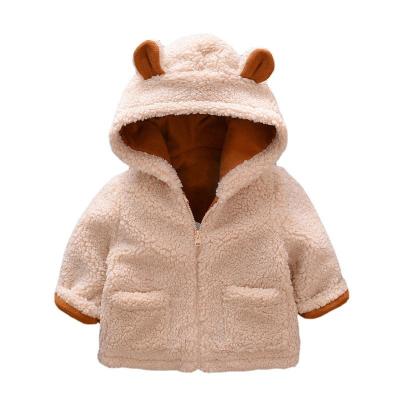 China Breathable Breathable Baby Clothes Bear Thickened Fluffy Movement Zipper Comfortable Winter Clothing Kid Coat for sale