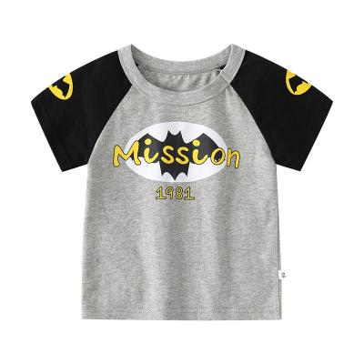 China New Summer Breathable Breathable Children's Short Sleeve T-shirt Bat Cartoon Printing Round Collar Cotton T-shirt Wholesale for sale