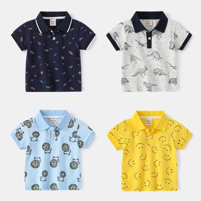 China New China Wholesale Breathable Summer Cartoon Casual Comfortable Breathable Pattern Knit Lapel Boys Clothing T-shirts for sale