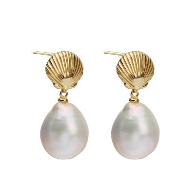 China FASHIONABLE Natural Freshwater Edison Ear Needle Shell Baroque S925 Sterling Silver Female Pearl Earrings for sale