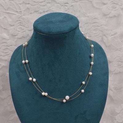 China Manufacturer FASHIONABLE Wholesale Baroque near natural handmade pearl collarbone full star beaded necklace round double layer necklace for sale