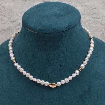 China Manufacturer Wholesale Baroque Profiled Pearl 14K Gold TRENDY Necklaces Natural Handmade Zhiteng Clavicle Beaded Necklaces for sale