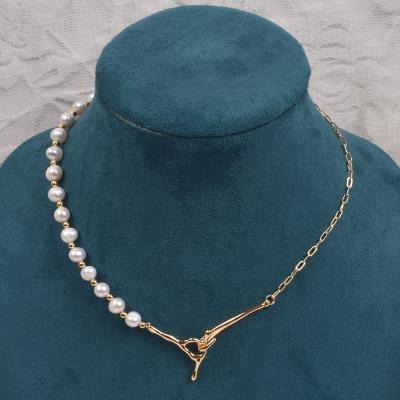 China Jewelry Making Light Freshwater Pearl Senior Luxury All Clavicle Chain 14K Gold Necklace Finished Product for sale