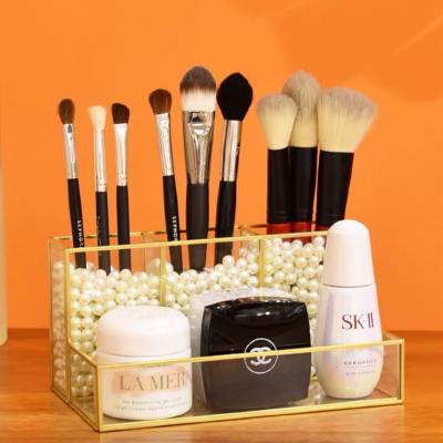 China Viable Home Decorative Dresser Storage Box Makeup Brush Holder Cosmetic Organizer for sale