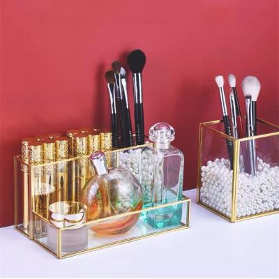 China Viable Hot Selling Glass Organizer Cosmetics Storage Makeup Perfume Cosmetic Box From Amazon for sale